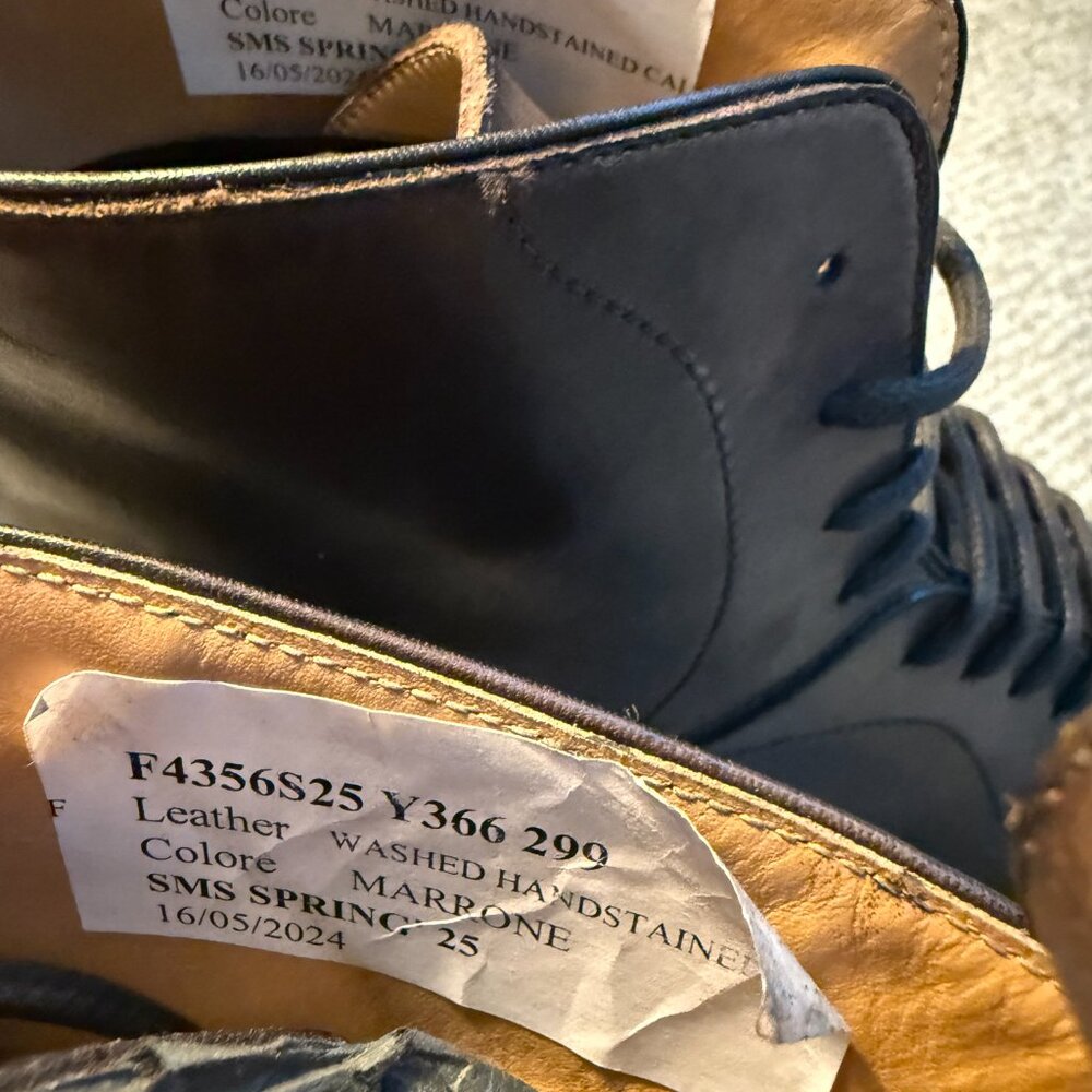 John Varvatos Hand-Stained Leather Dress Boots Brown Size 11 NWT $1200 Retail - Picture 3 of 9